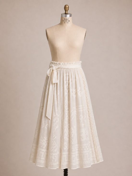 Anthropologie Dresses & Skirts - Anthropologie Bohemian Ivory Embroidered Maxi Skirt